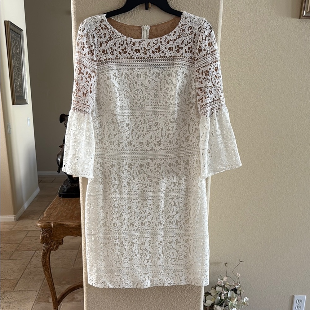 Ralph Lauren White Lace Long Sleeve Dress